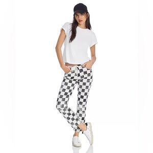 MOTHER The Insider High Rise Crop Step Fray Bootcut Jeans in Harlequin - size 26